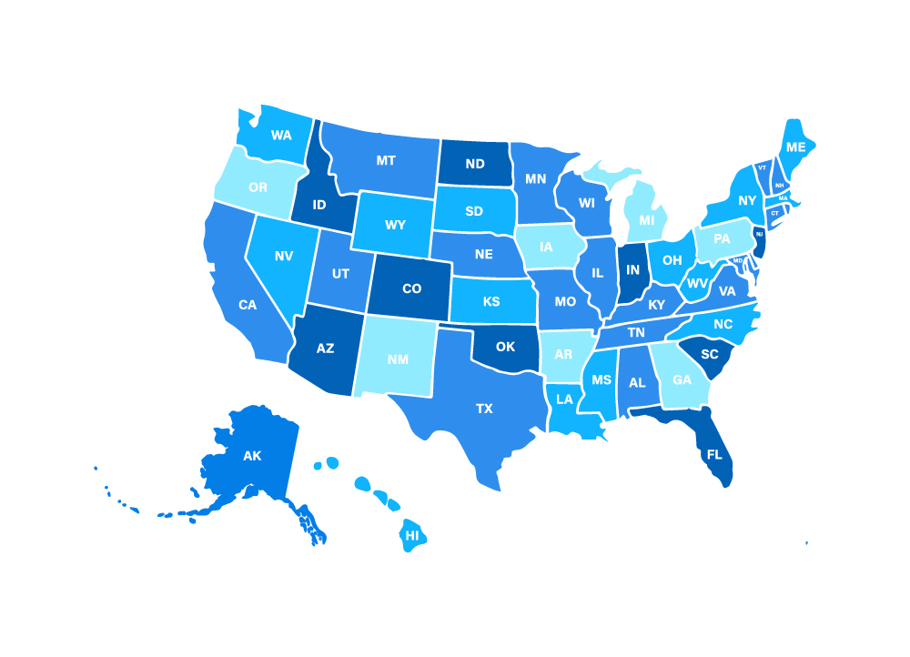 USA: Map of States in America